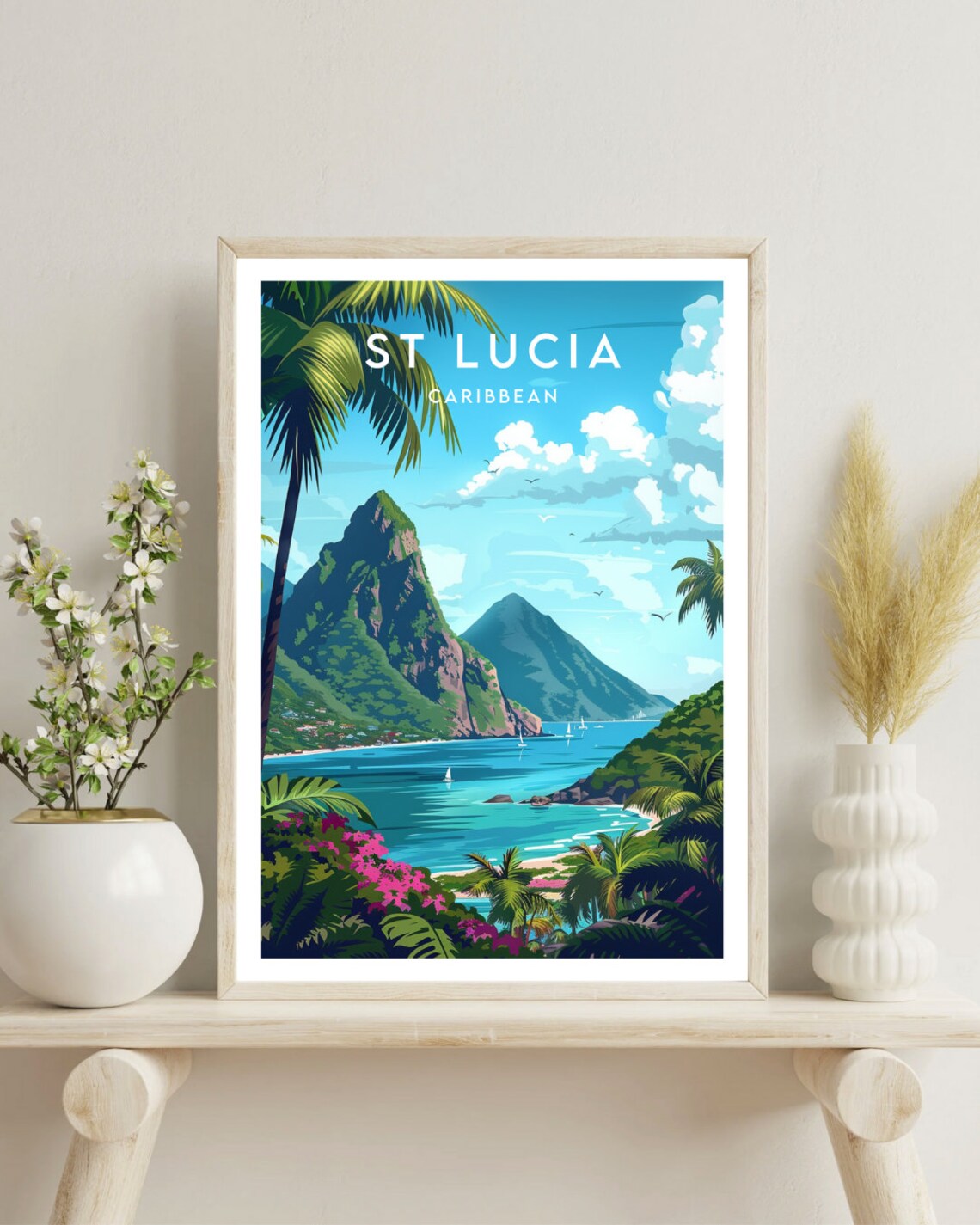 St Lucia Travel Poster, Caribbean Place Wall Art - Image 4