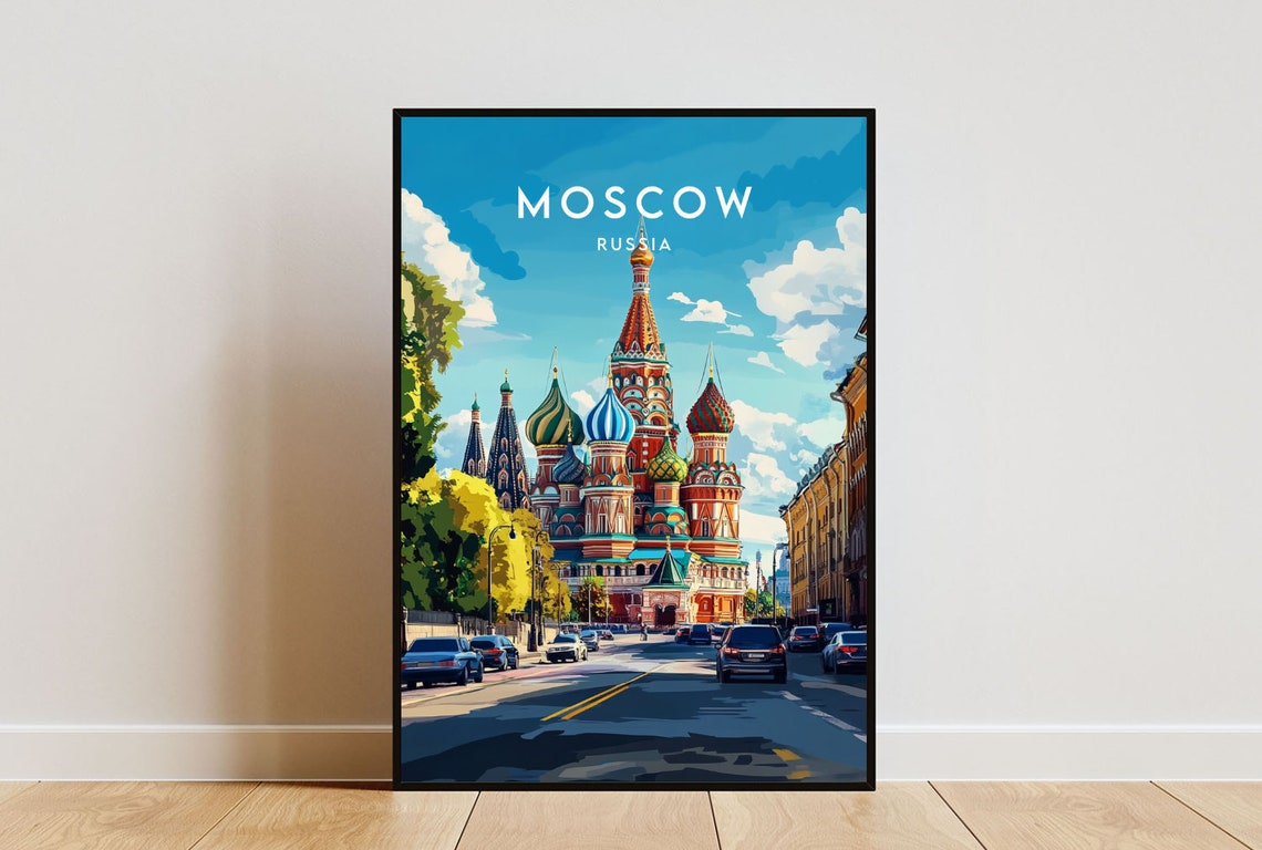 Moscow Travel Print Russia Moscow Poster Russia Poster Travel Wall Art Russia Print Russia Europe Moscow St Basils Cathedral