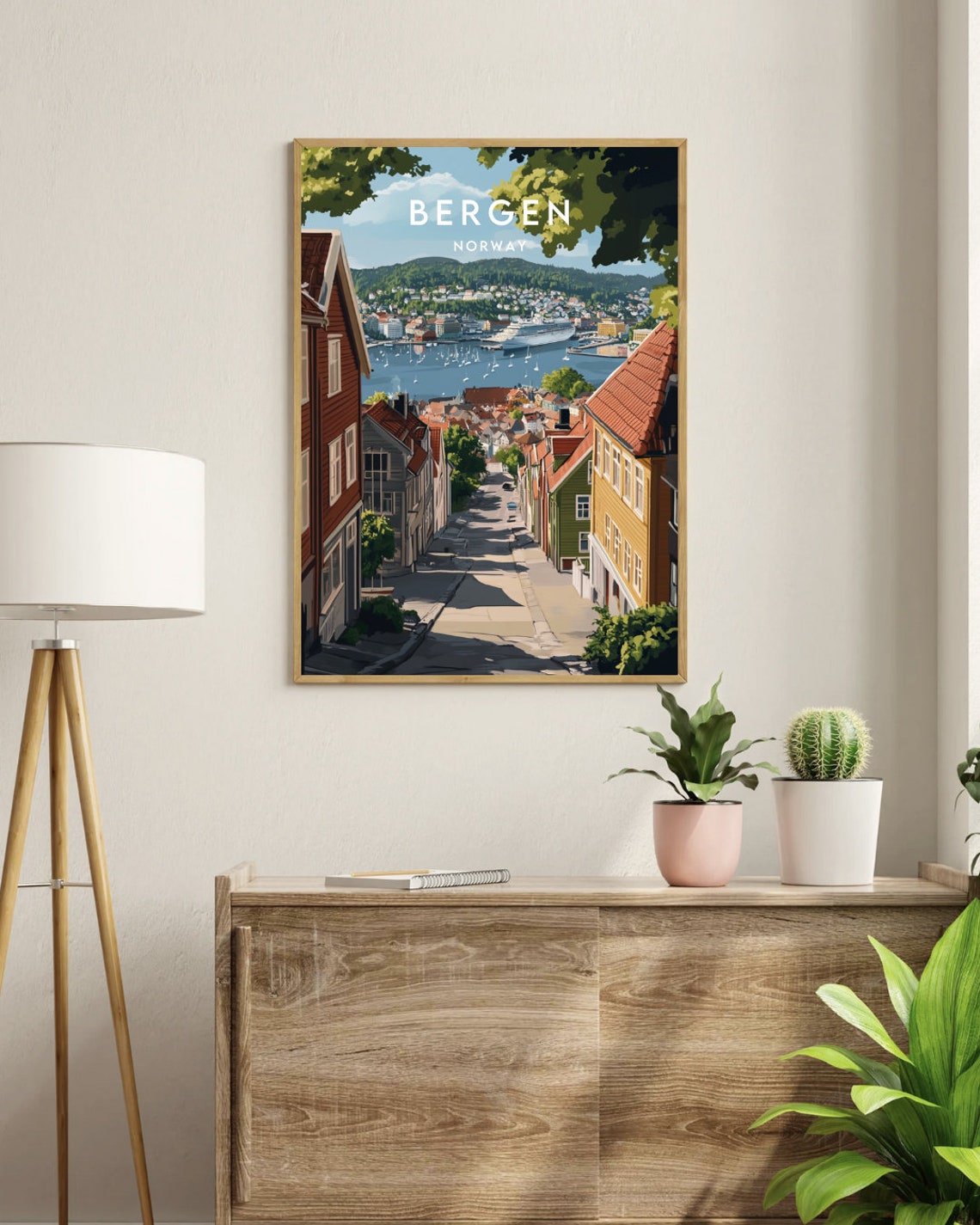 Bergen Travel Print Norway Bergen Poster Norway Poster Travel Wall Art Norway Print Poster Norway Europe Bergen Print Scandinavia - Image 3