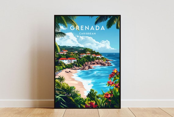 Grenada Travel Print Caribbean Grenada Poster Caribbean Poster Travel Wall Art Grenada Print Grenada Wall Art Caribbean Travel