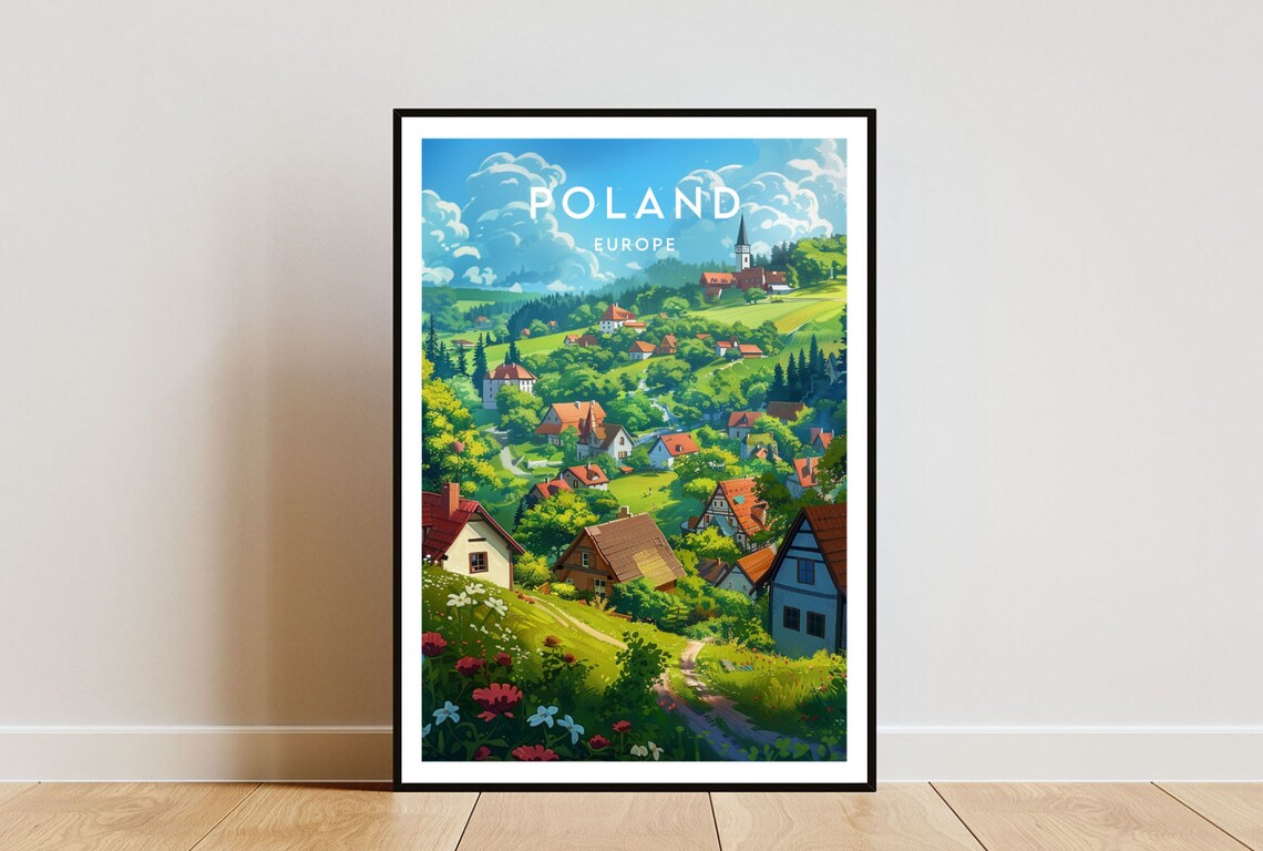 Poland Travel Poster, Warsaw and Krakow
