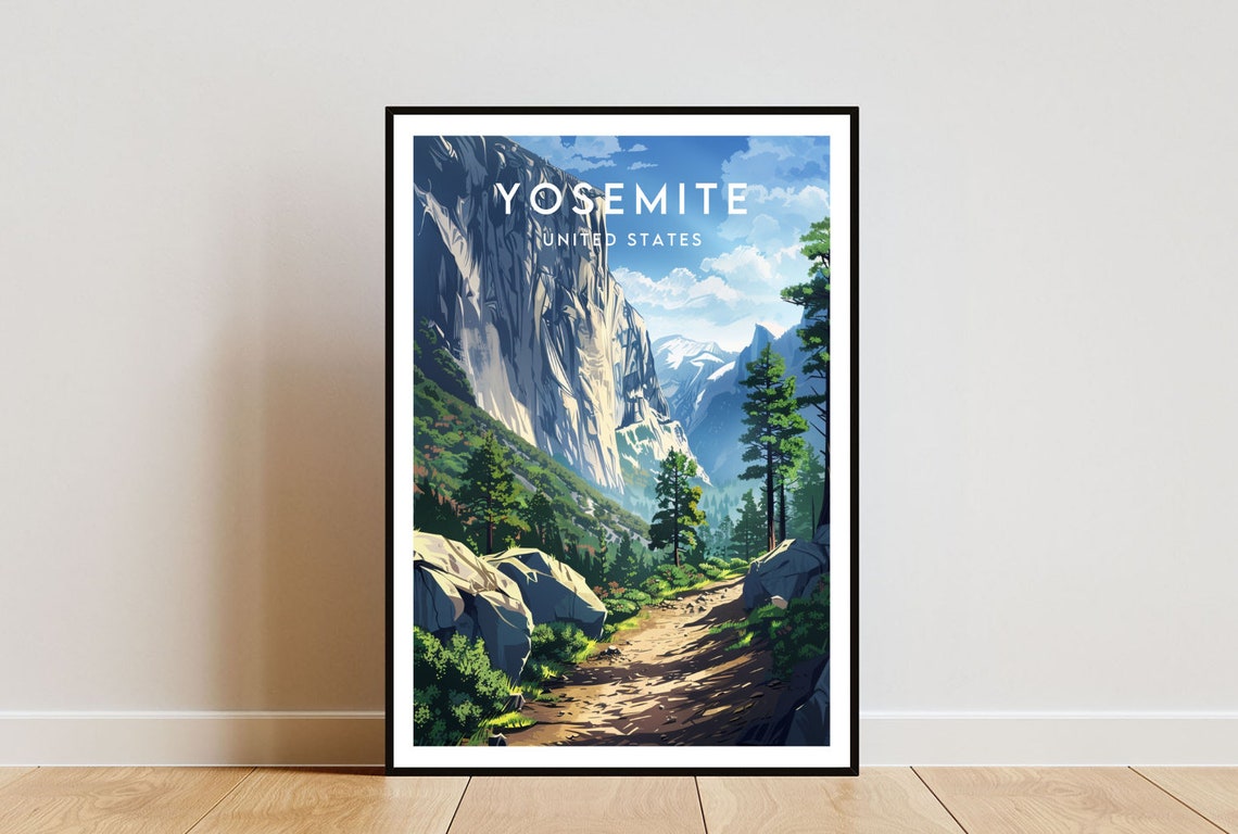 Yosemite Travel Print United States Yosemite Poster America Poster Travel Wall Art America Print America Yosemite Usa California