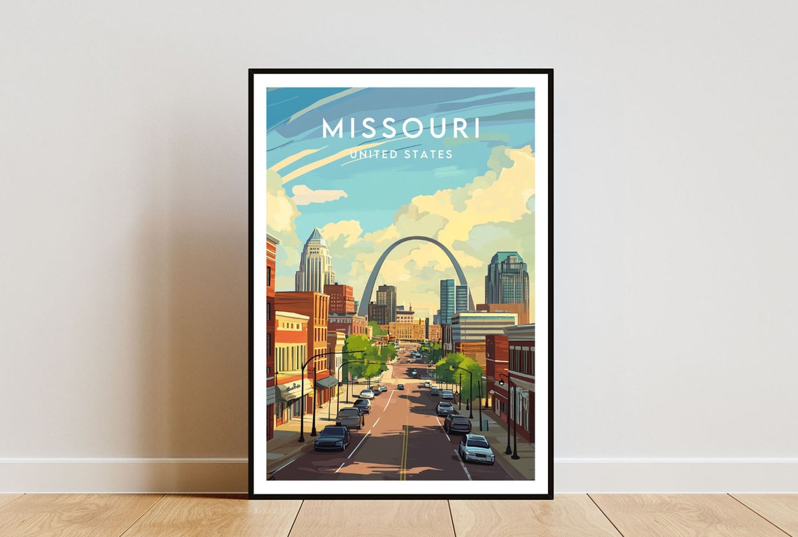 Missouri Travel Print United States Missouri Poster America Poster Travel Wall Art America Print America Missouri Wall Art Usa Art