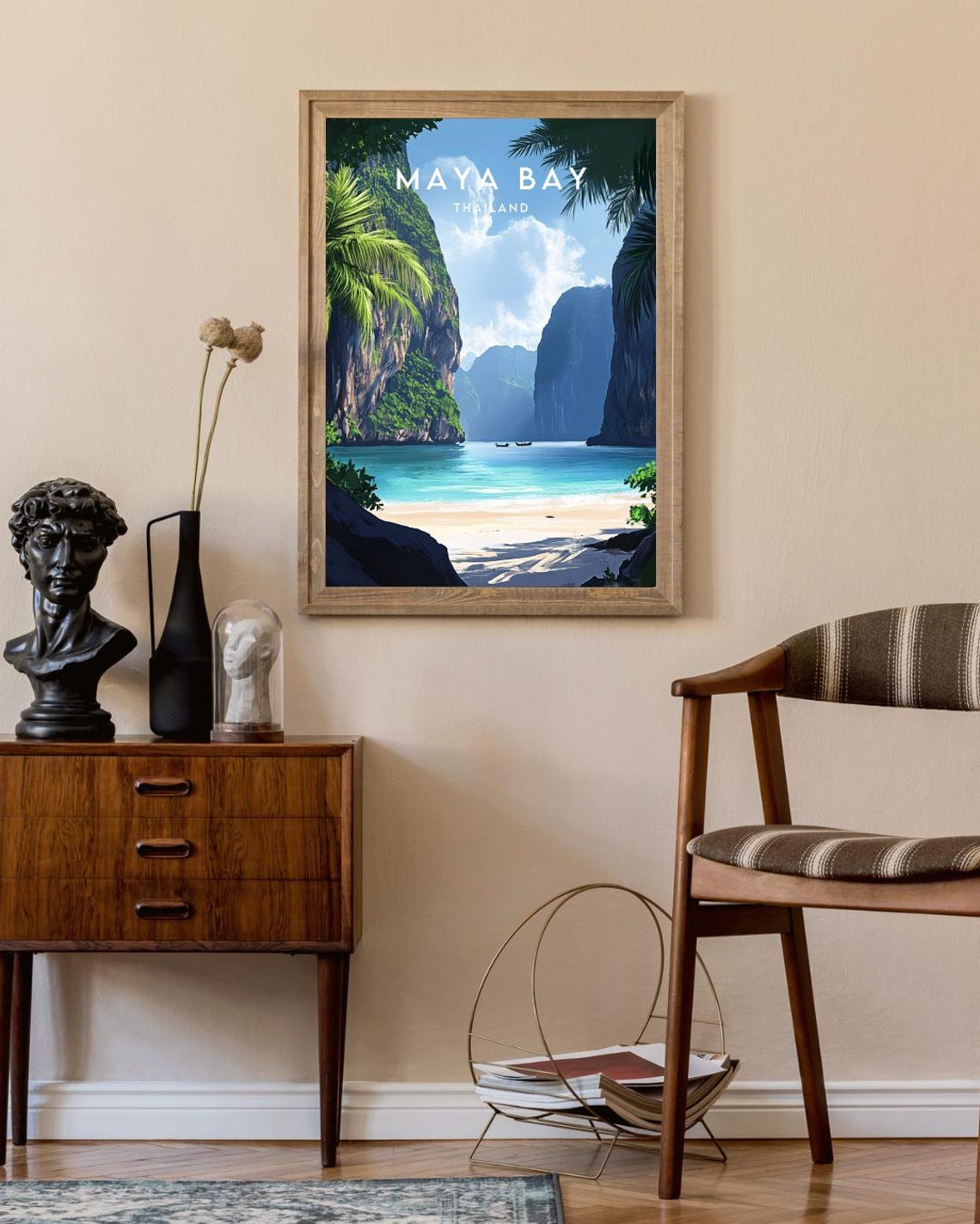 Maya Bay Thailand Limestone Cliffs Turquoise Beach Travel Poster - Image 2