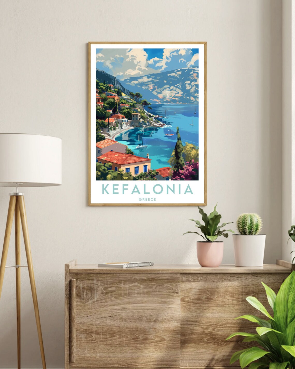 Kefalonia Greece Ionian Island Coastal Fishing Village Travel Poster - Image 3