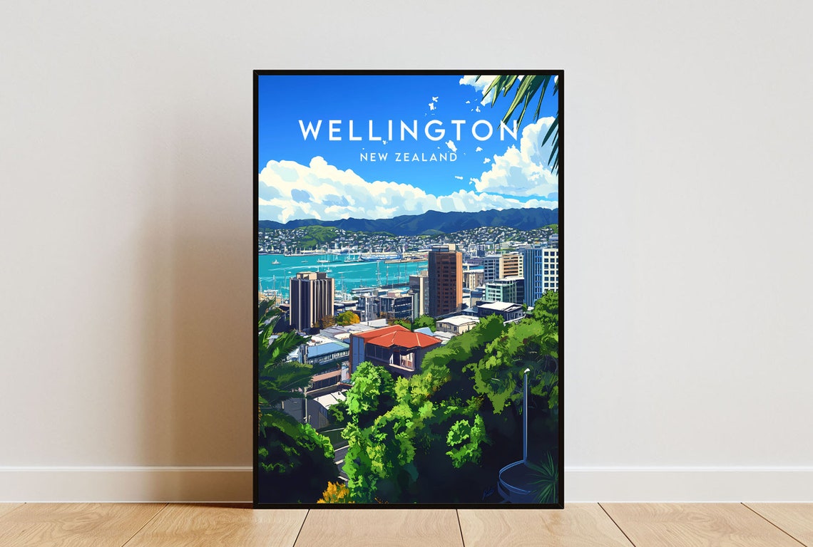Wellington Travel Print New Zealand Wellington Poster New Zealand Poster Travel Wall Art New Zealand Print New Zealand Wellington