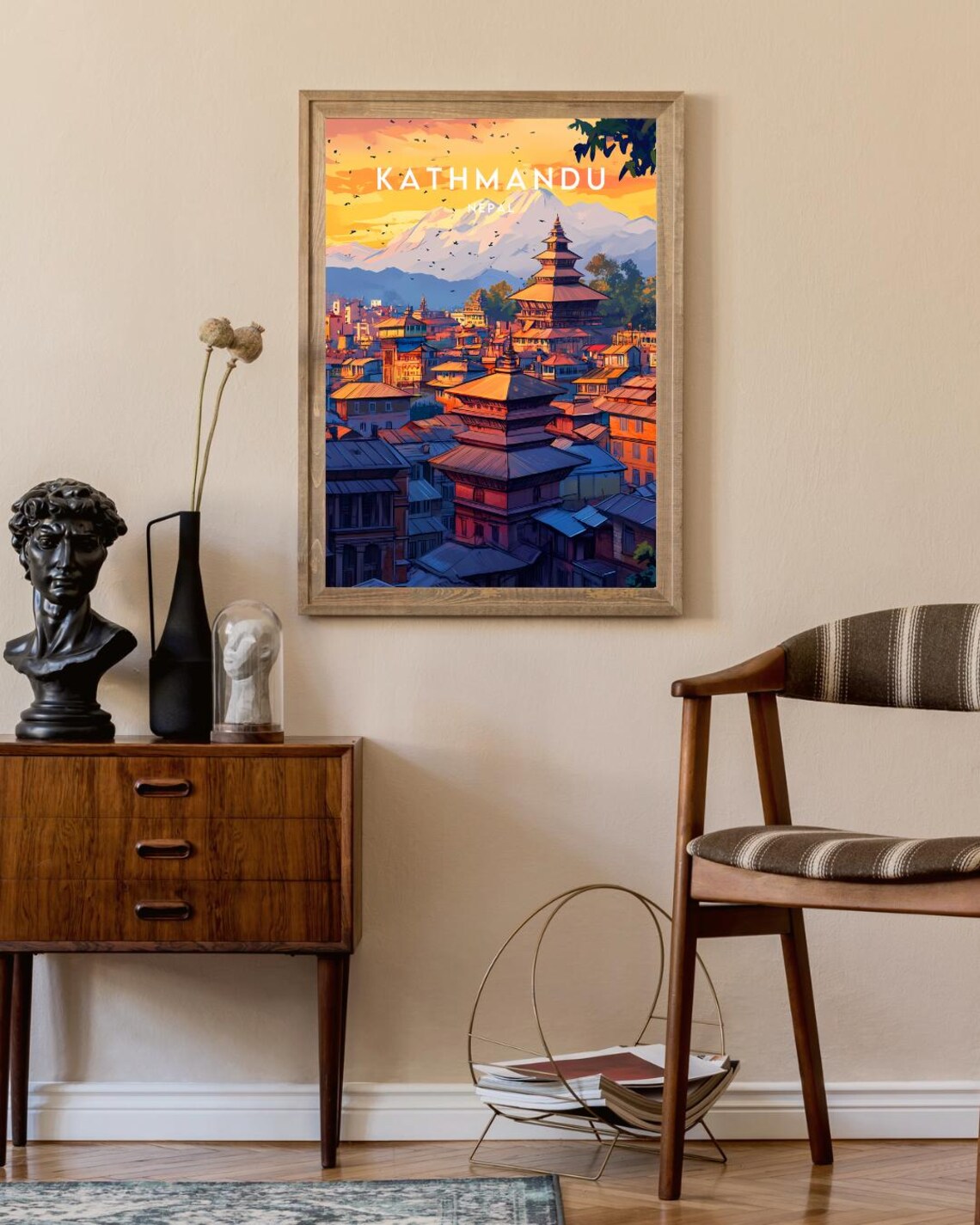 Kathmandu Travel Print Nepal Kathmandu Poster Nepal Poster Travel Wall Art Nepal Print Kathmandu Print Travel Poster Nepal Wall Art - Image 2