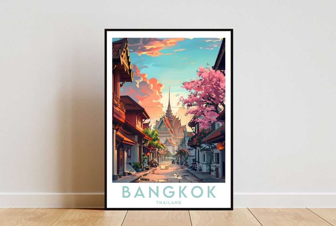 Bangkok Travel Print Thailand Bangkok Poster Thailand Poster Travel Wall Art Thailand Print Thai Poster Temple Poster Se Asia