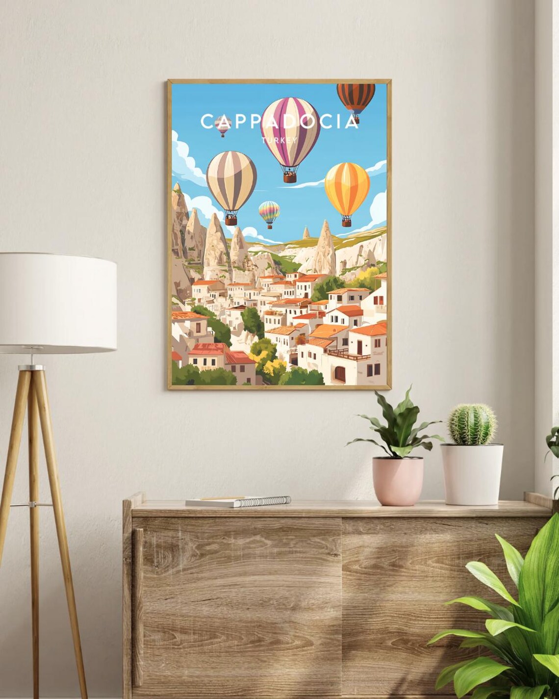 Cappadocia Turkey Hot Air Balloons Over Rock Valley Travel Poster - Image 3