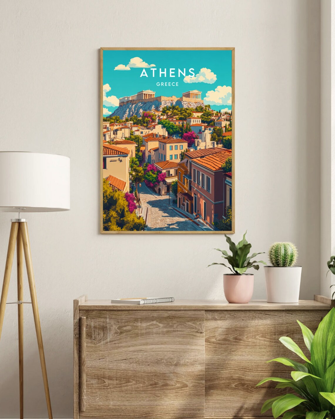 Athens Greece Acropolis Parthenon Sunny Classic Travel Art Poster - Image 3
