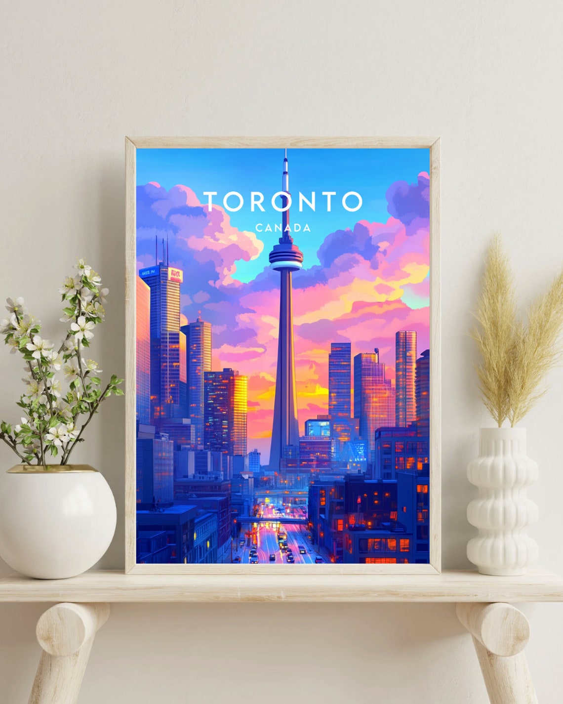 Toronto CN Tower Vibrant Sunset Skyline Canada Cityscape Art Poster - Image 4
