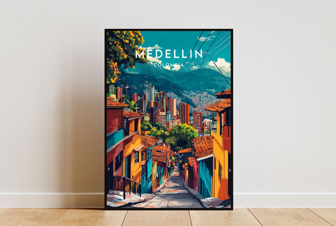 Medellin Travel Poster, Colombia South America
