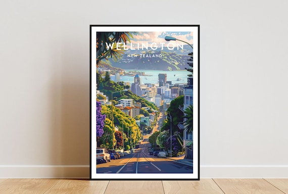 Wellington Travel Poster, New Zealand Travel Art