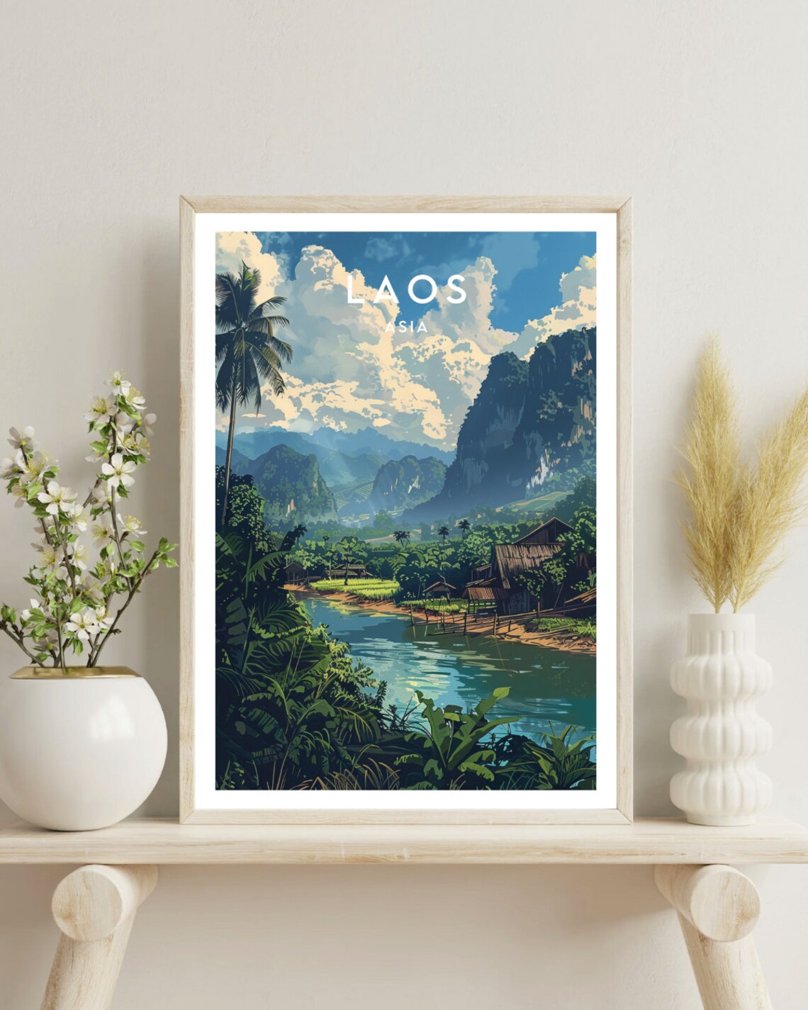 Laos Travel Print Laos Poster Travel Wall Art Laos Print Travel Poster Backpacking Poster Se Asia Home Wall Decor Laos Home Wall Art - Image 4