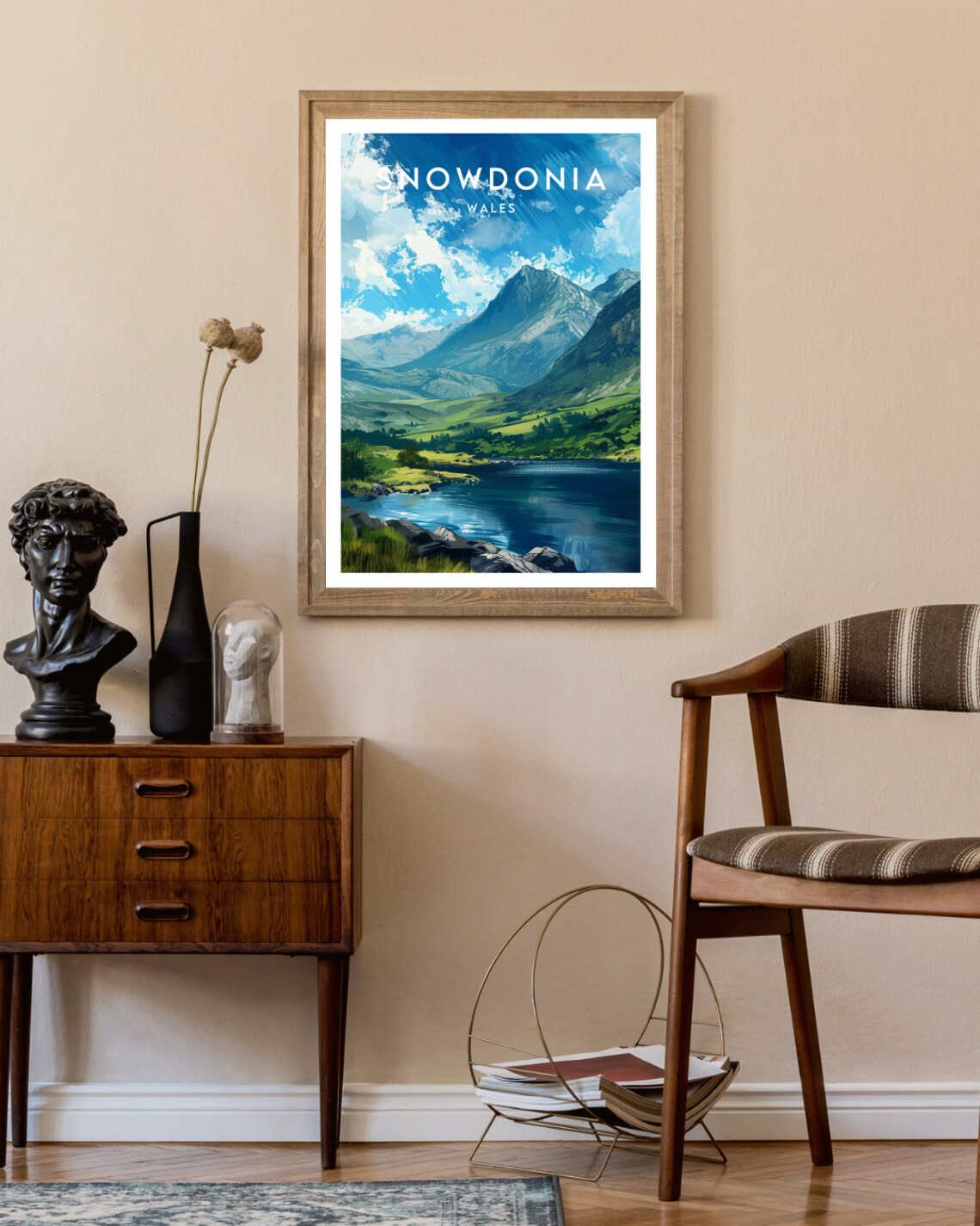 Snowdonia Wales Dramatic Mountain Lake Peak Vintage Travel Art Poster - Image 2