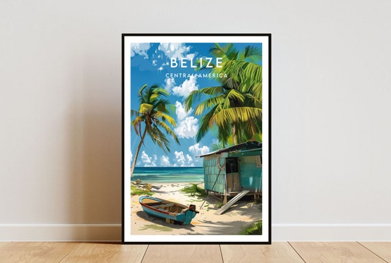 Belize Travel Print Central America Belize Poster Central America Poster Travel Wall Art Belize Print Belize Central America
