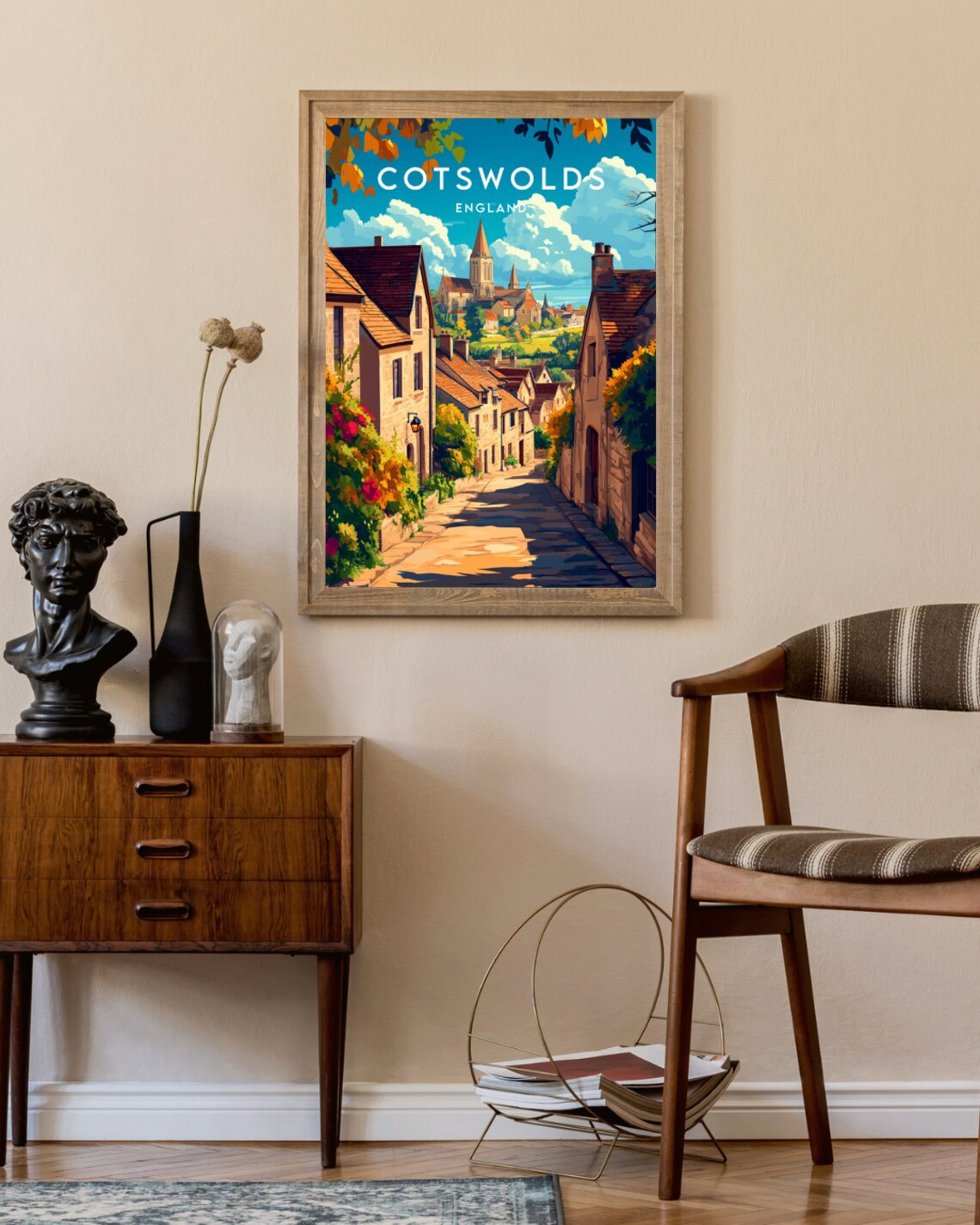 Cotswolds Stone Village Lane Honey Cottage England Travel Poster - Image 2