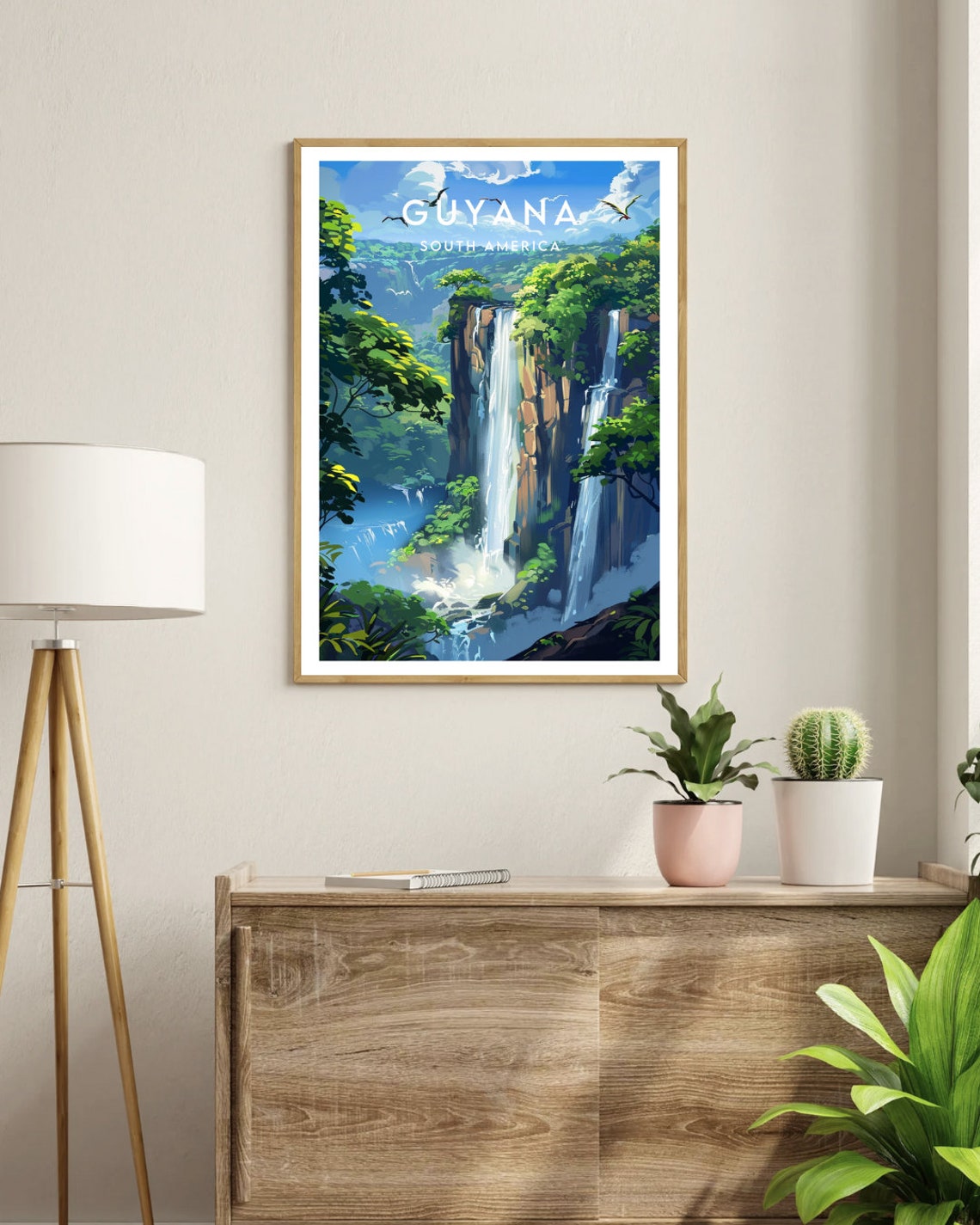 Guyana South America Waterfall in the Tropical Rainforest Art Poster - Image 3