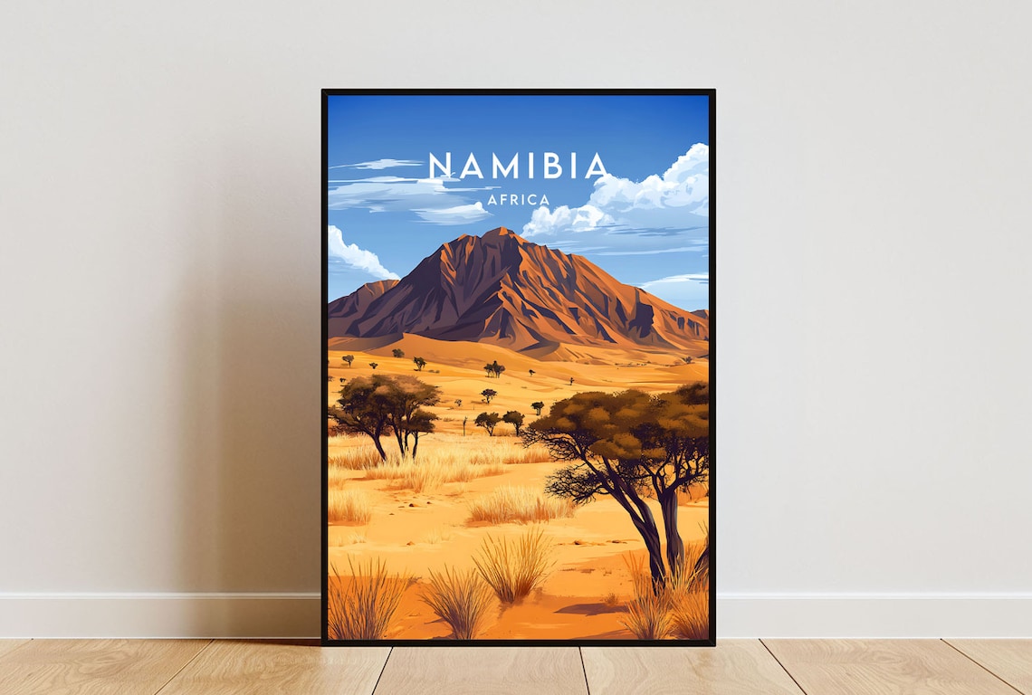 Namibia Travel Poster, Africa Wall Art Print