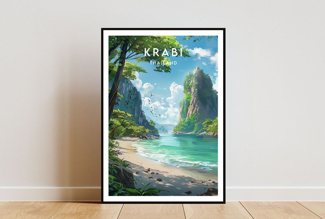 Krabi Travel Print Thailand Krabi Poster Thailand Poster Travel Wall Art Thailand Print Thai Poster Beach Poster Ao Nang Krabi