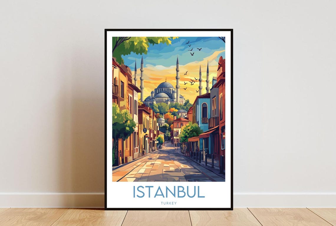 Istanbul Turkey Blue Mosque Six Minarets Sunset Street Poster