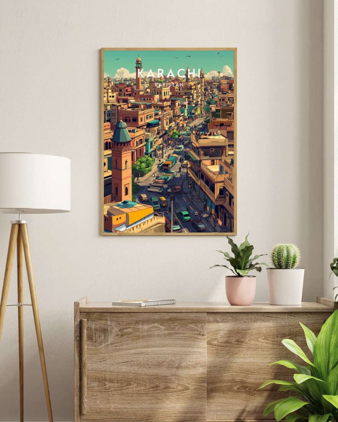Karachi Pakistan Bustling Old City Street Minarets Urban Poster - Image 3