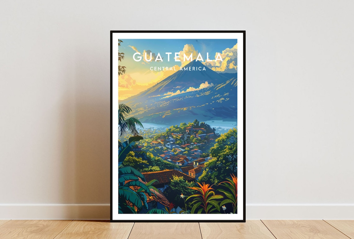 Guatemala Travel Poster, Central America Wall Art