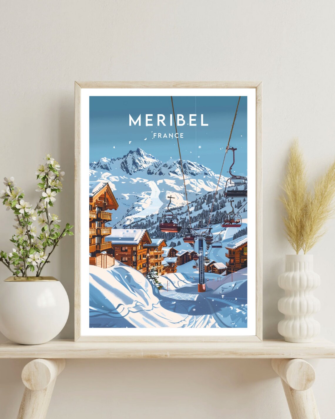 Meribel Travel Poster, France Ski Wall Art - Image 4