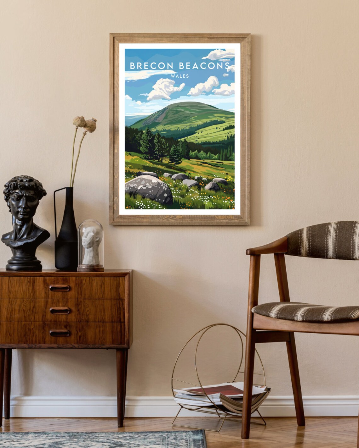 Brecon Beacons Wales Green Hills Wildflower Meadow Hiking Poster - Image 2