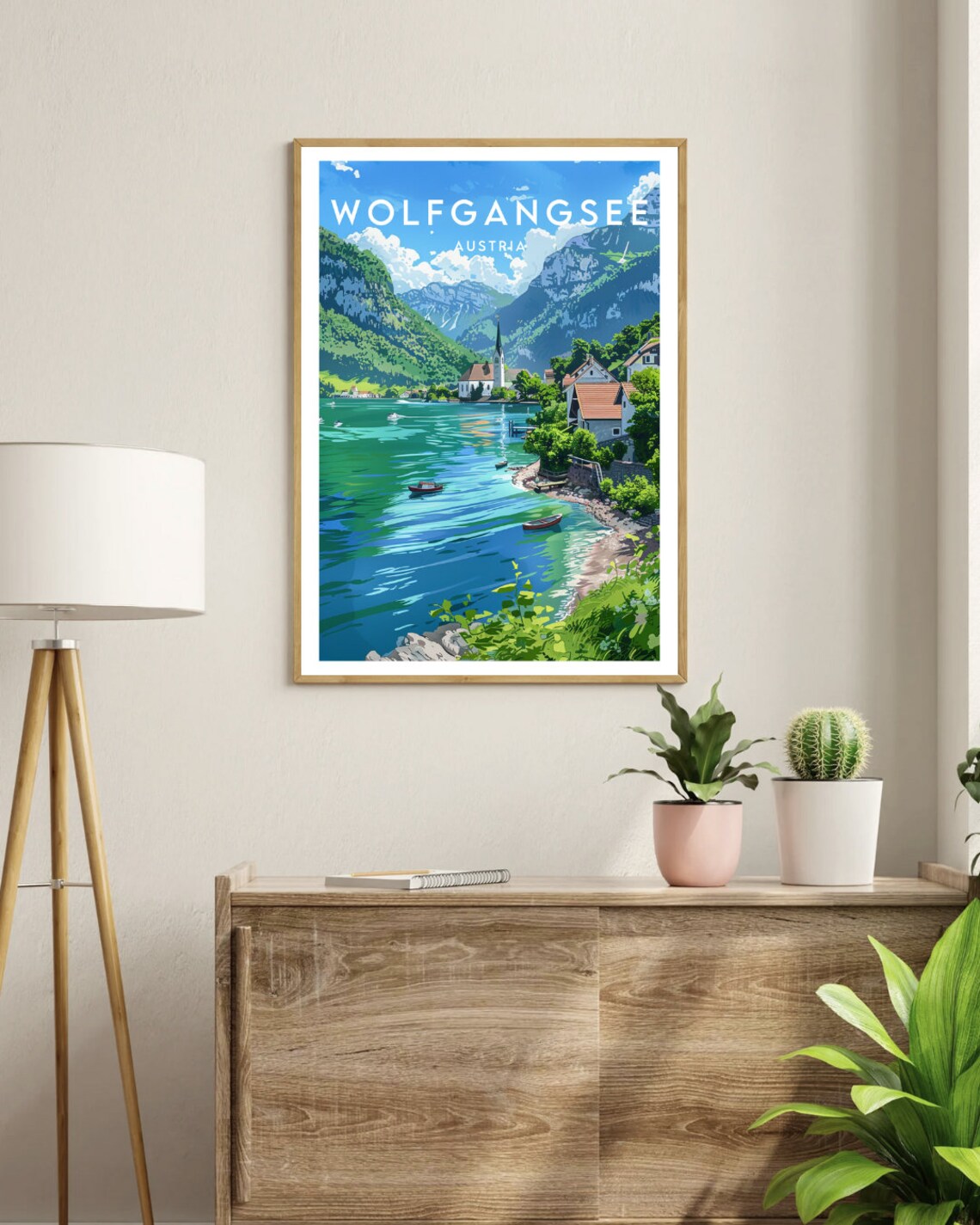 Wolfgangsee Austria Alpine Lake Village Church Boats Travel Poster - Image 3
