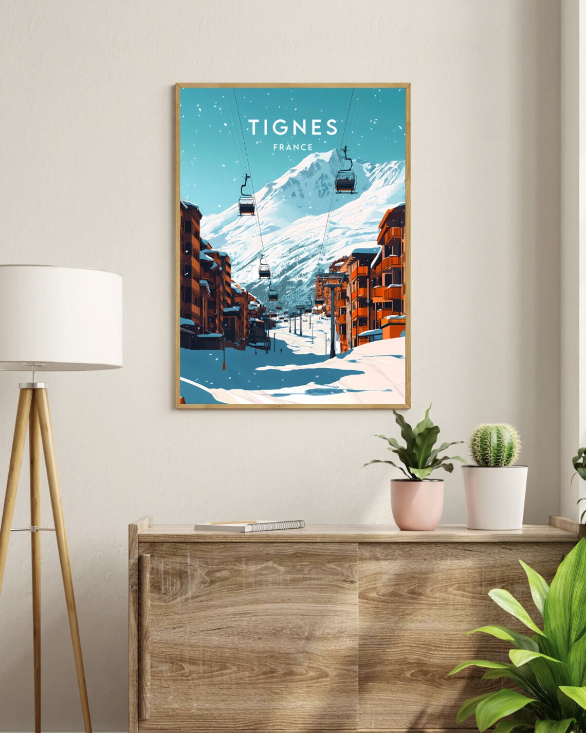 Tignes France Ski Lifts Gondolas Modern Resort Snowy Peaks Travel Poster - Image 3