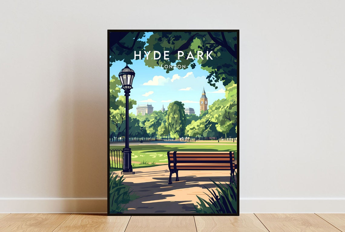 Hyde Park Travel Print London Hyde Park Poster London Poster Travel Wall Art London Print Poster England Europe London Hyde Park