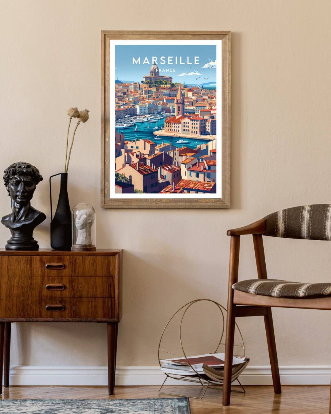 Marseille France Old Port Notre Dame Hill Cityscape Travel Poster - Image 2