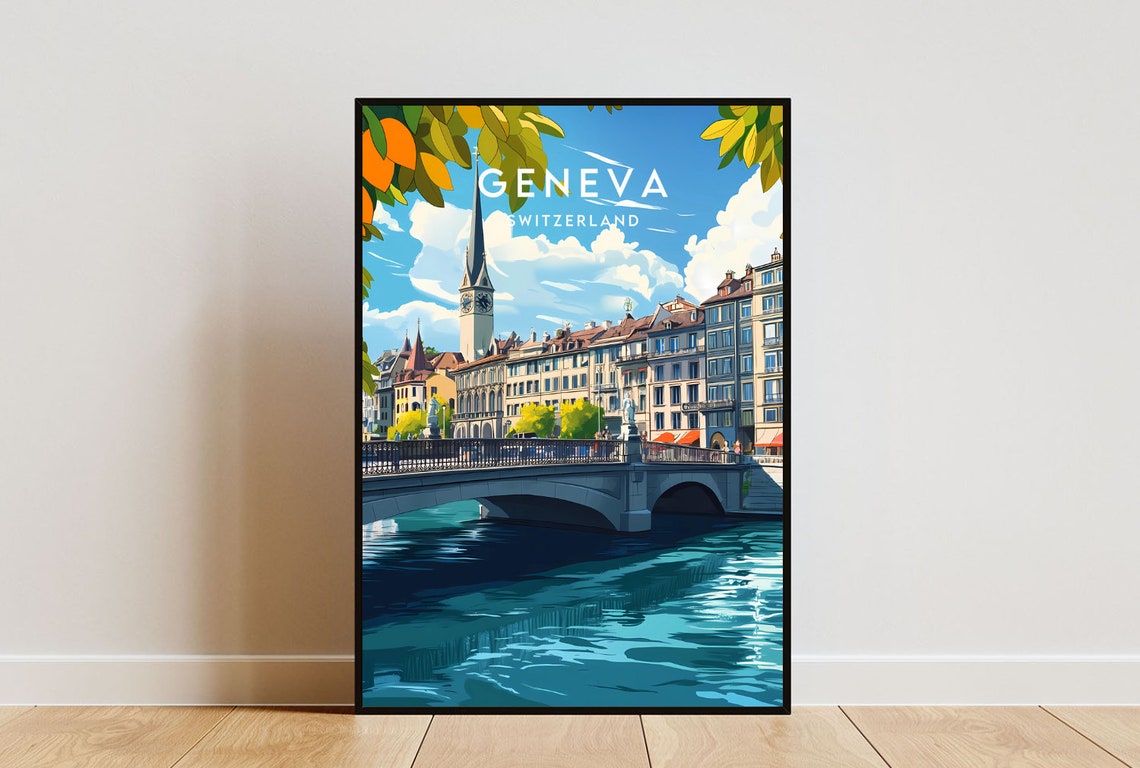 Geneva Travel Print Switzerland Geneva Poster Switzerland Poster Travel Wall Art Switzerland Print Switzerland Europe Geneva Print