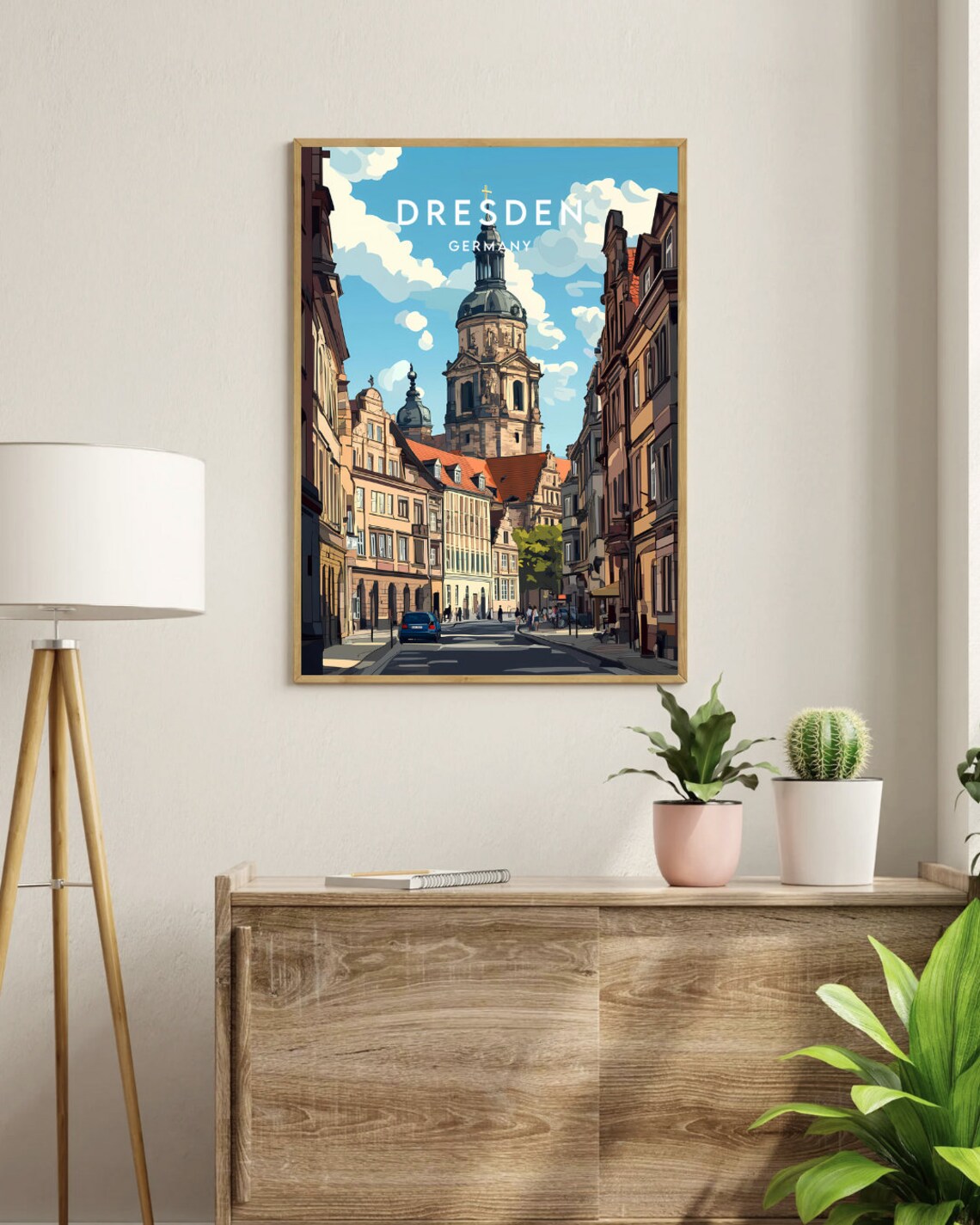 Dresden Germany Frauenkirche Baroque Dome Old Street Travel Poster - Image 3
