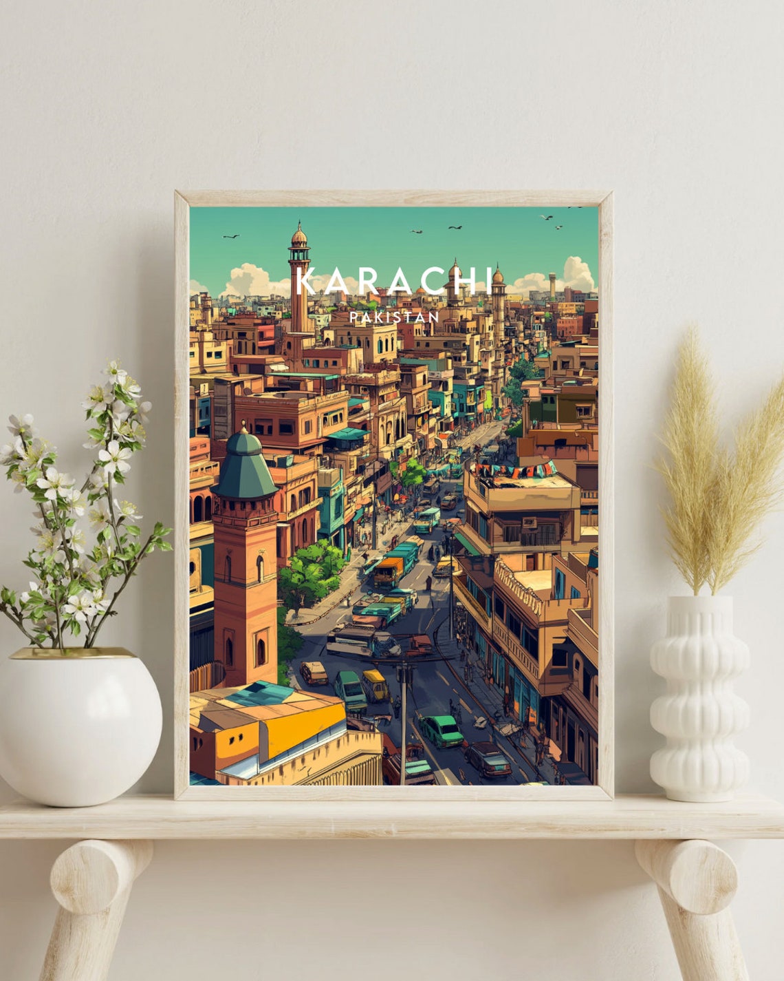 Karachi Travel Print Pakistan Karachi Poster Pakistan Poster Travel Wall Art Pakistan Print Karachi Print Travel Poster Pakistan - Image 4