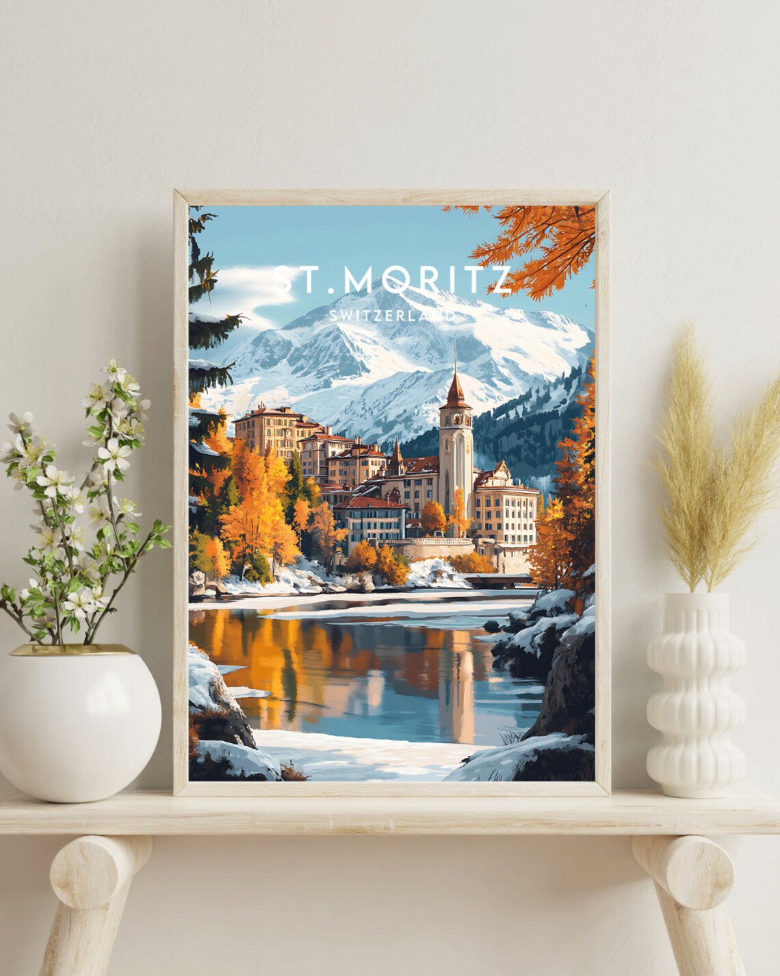 St Moritz Travel Poster, Switzerland Ski Destination - Image 4