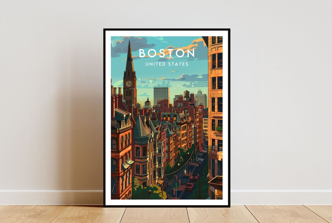 Boston Travel Poster, Massachusetts United States