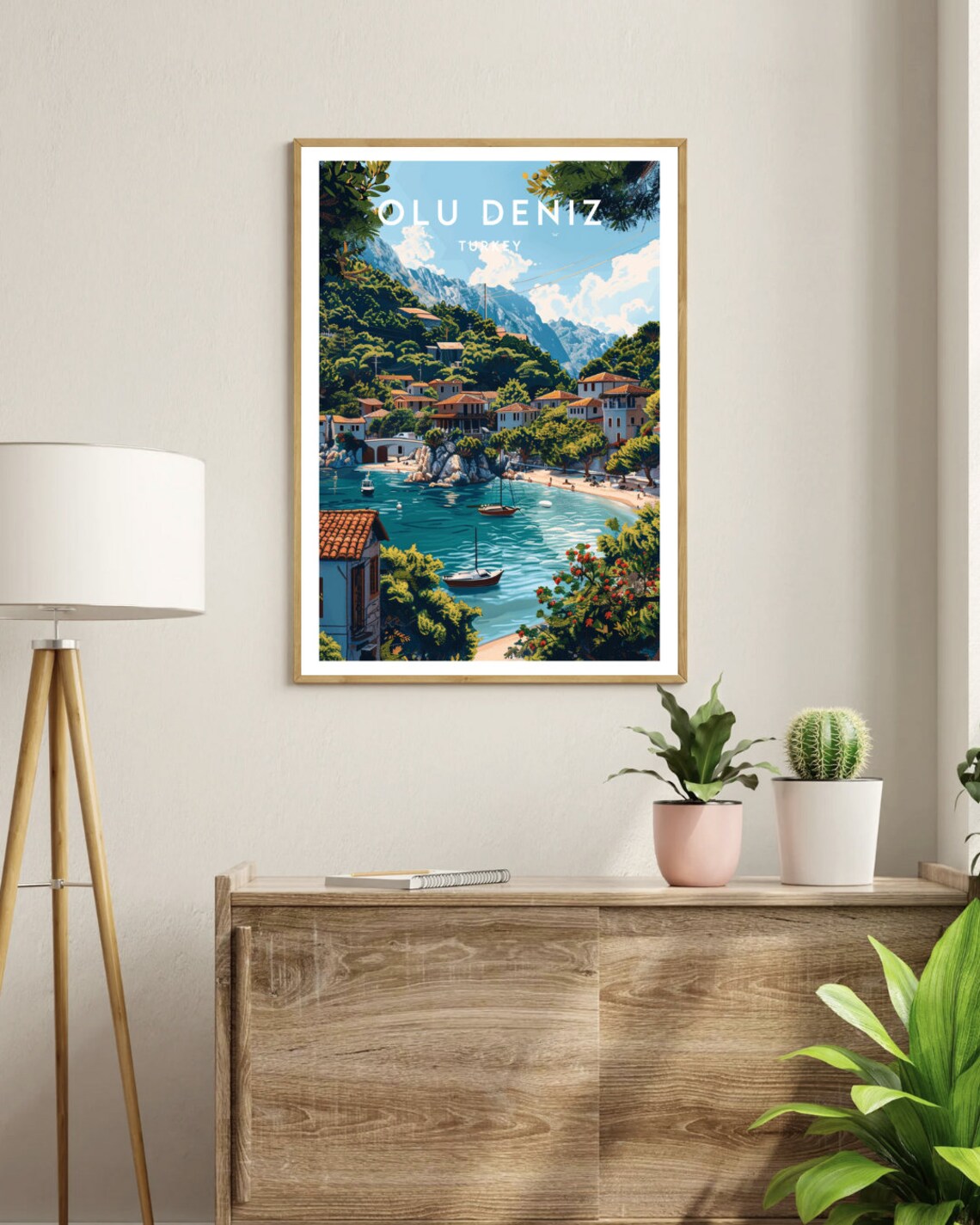 Olu Deniz Turkey Turquoise Blue Bay Beach Village Travel Poster - Image 3