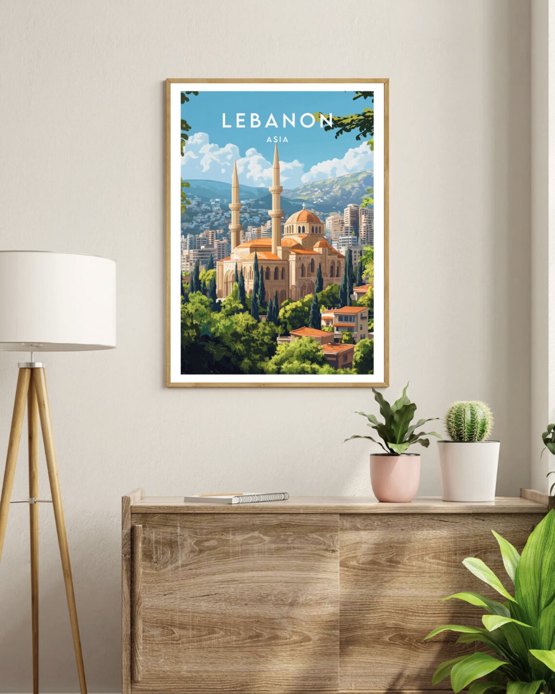 Lebanon Asia Beirut Historic Mosque Skyline Vintage Travel Poster - Image 3