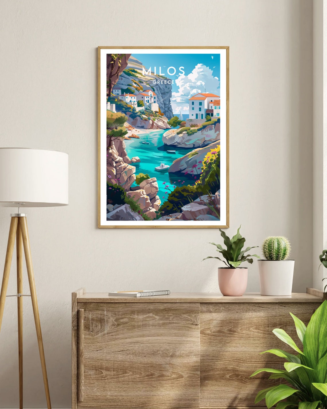 Milos Greece Turquoise Cove Whitewashed Village Travel Poster - Image 3