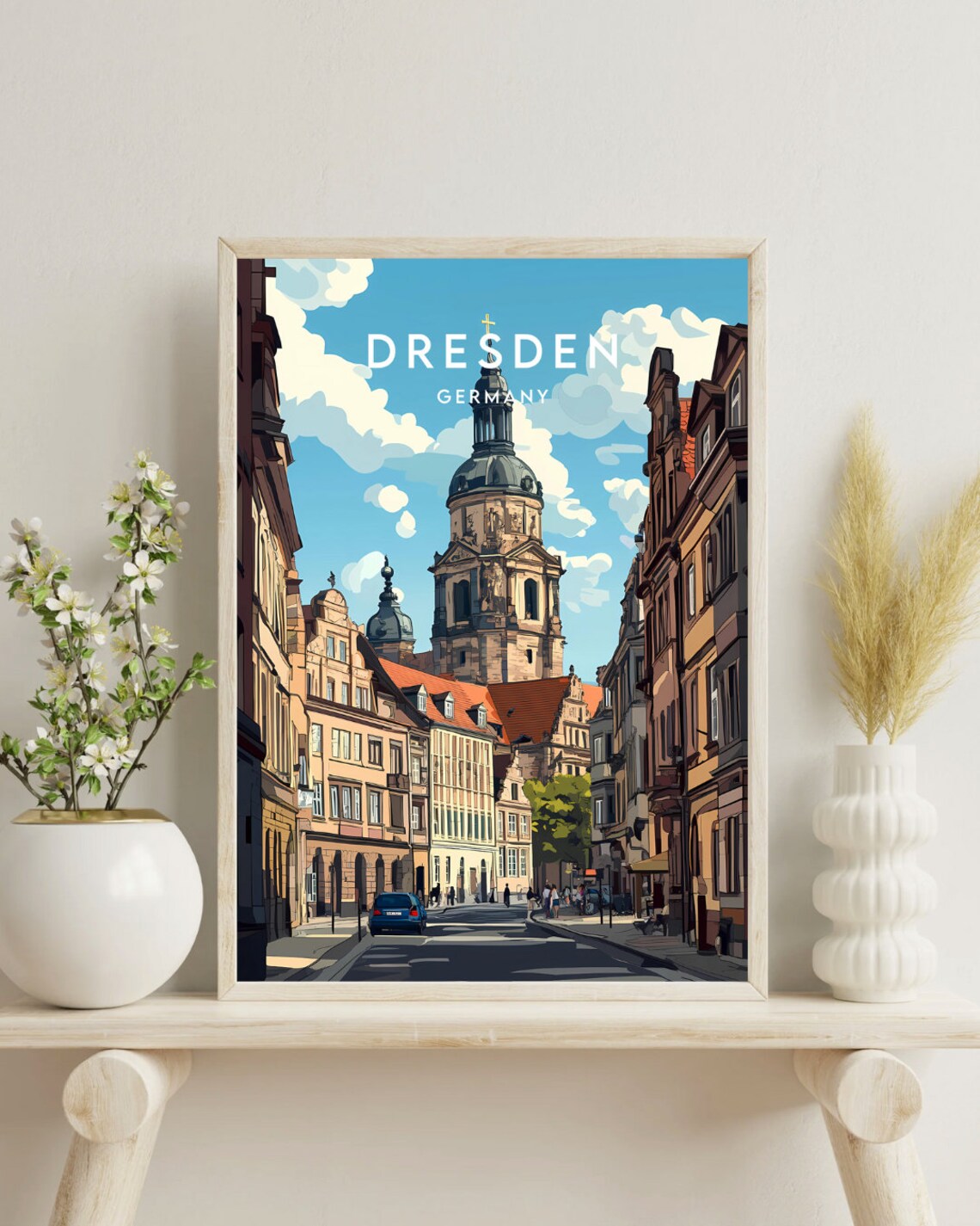 Dresden Germany Frauenkirche Baroque Dome Old Street Travel Poster - Image 4