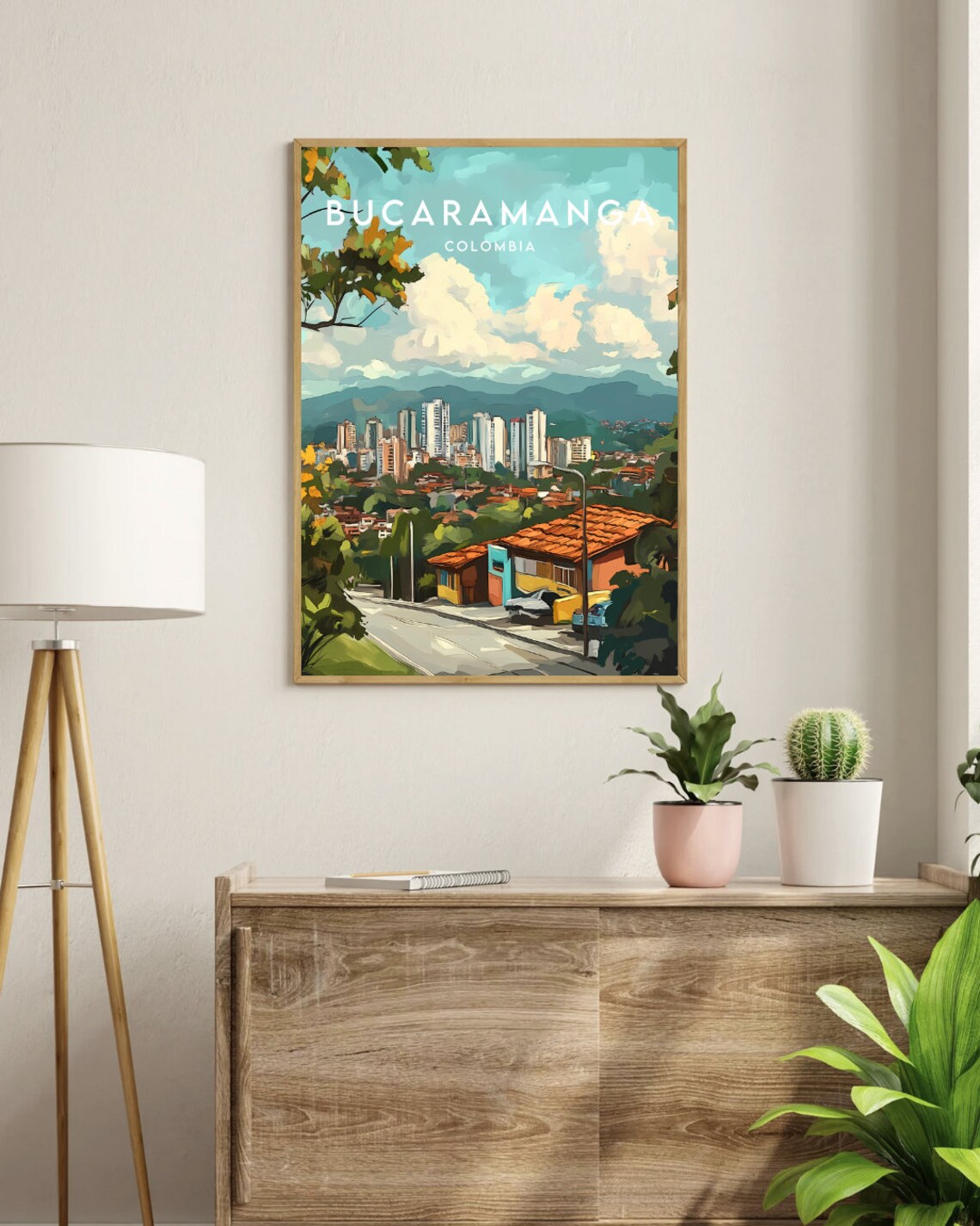 Bucaramanga Colombia Mountain Cityscape Vintage Travel Poster - Image 3
