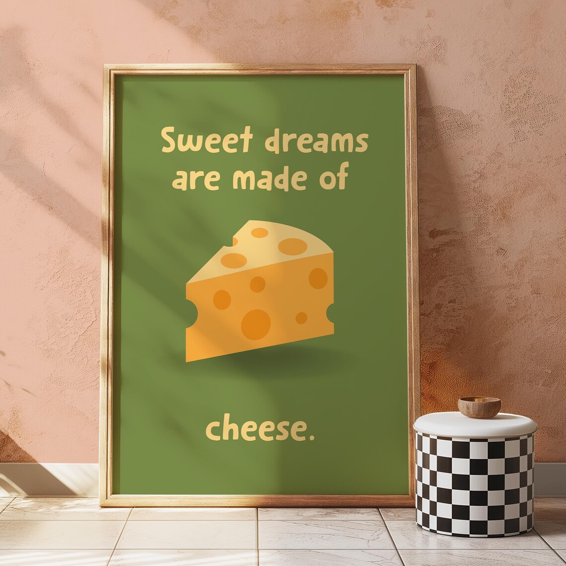 Cheese Art Print, Retro Kitchen Decor