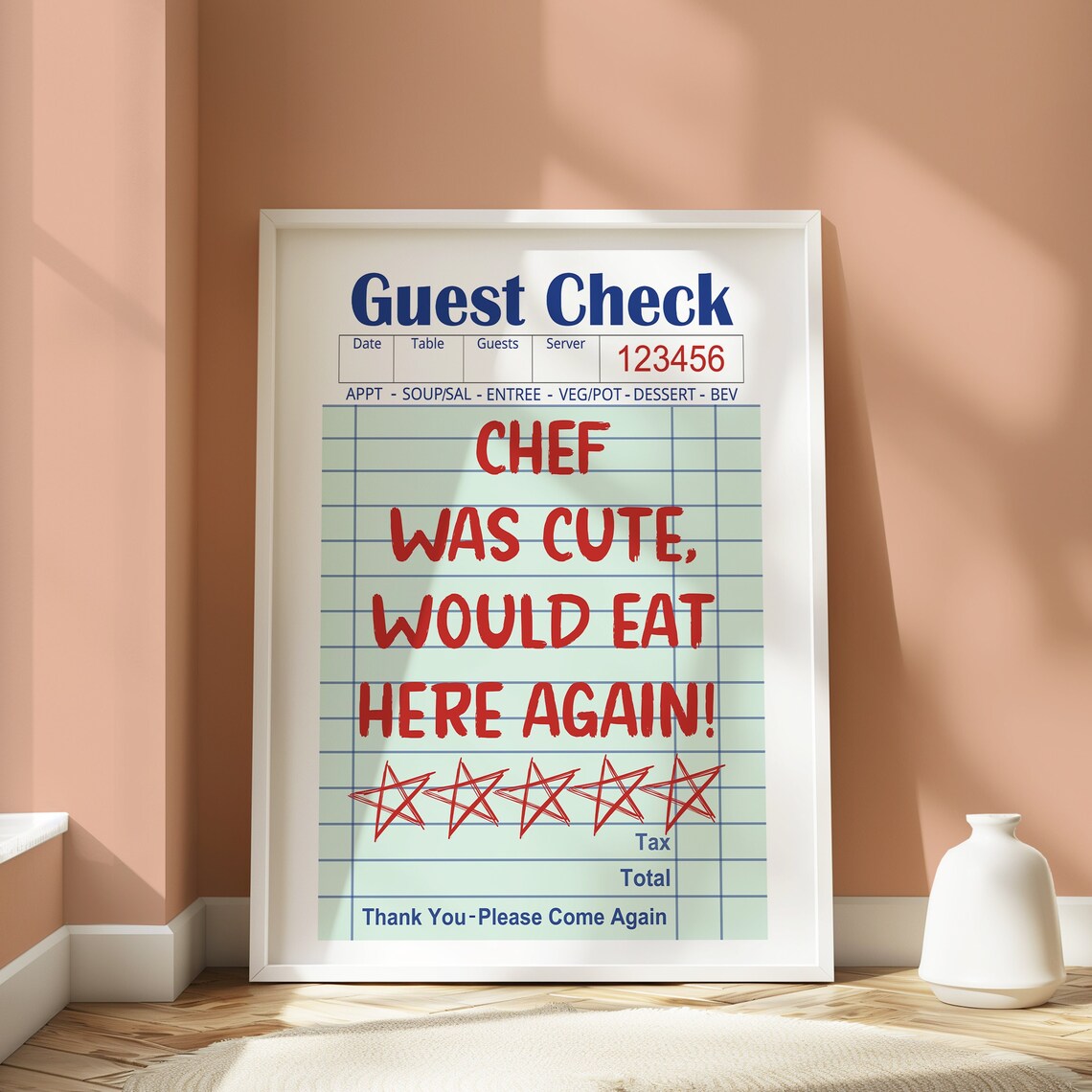 Chef Was Cute Guest Check Kitchen Art Print - Image 4