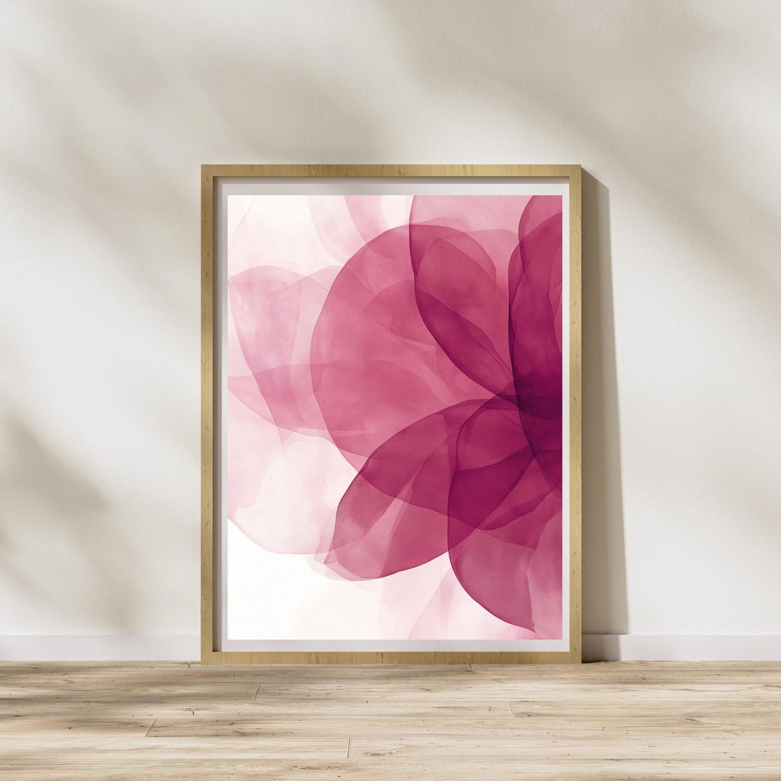 Magenta Pink Translucent Petal Watercolor Abstract Flower Poster