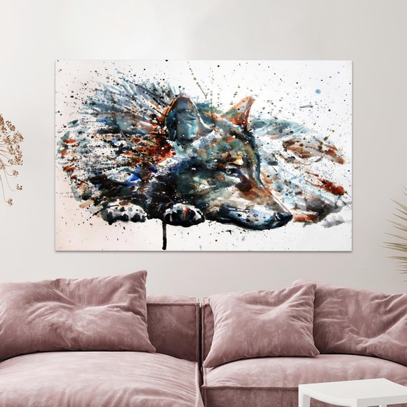 Wolf Glass Printing Painting Print Wall Decor Animal Trendy Art Personalized Gift For Mom