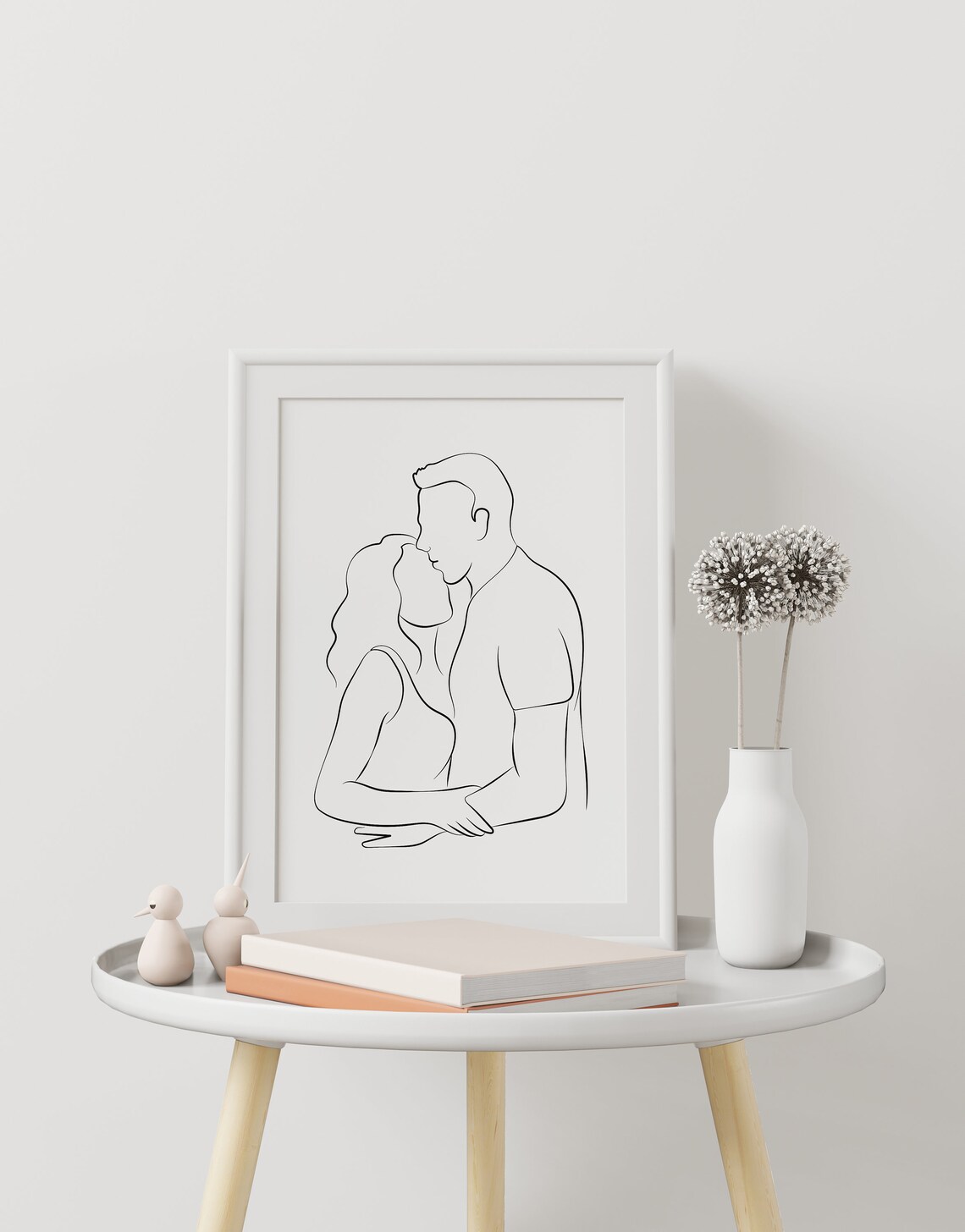 Line Art Couple Portrait, Minimalist Man And Woman - Image 2