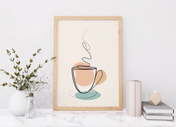 Coffee Line Art Print Wall Cup Drawing Minimalist
