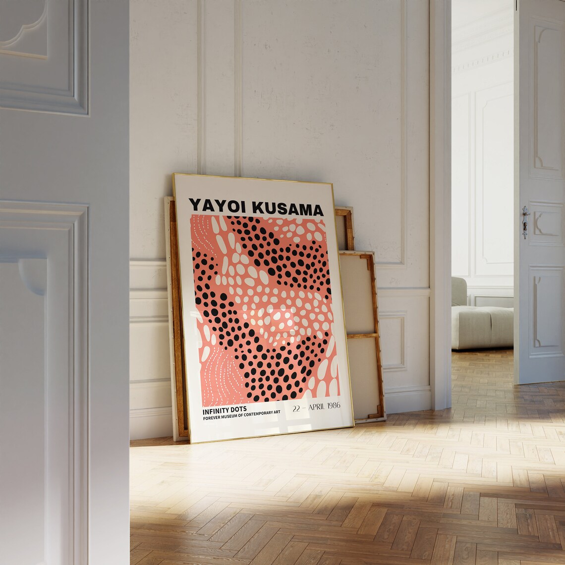 Yayoi Kusama Infinity Dots Coral Red Dotted Art Exhibition Poster - Image 4